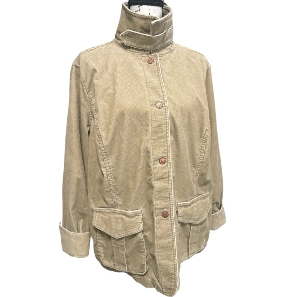 Classic Corduroy Barn Chore Coat – Funnel Neck Utility Jacket – Women’s 2X